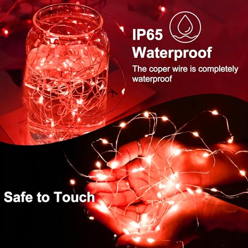Orange Fairy Lights 8 Pack 7ft Battery Operated Waterproof Silver Wire 3 Modes Twinkle for DIY Decor
