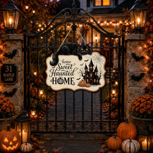 Halloween Black Cat Wreath Decoration for Front Door - Halloween 01