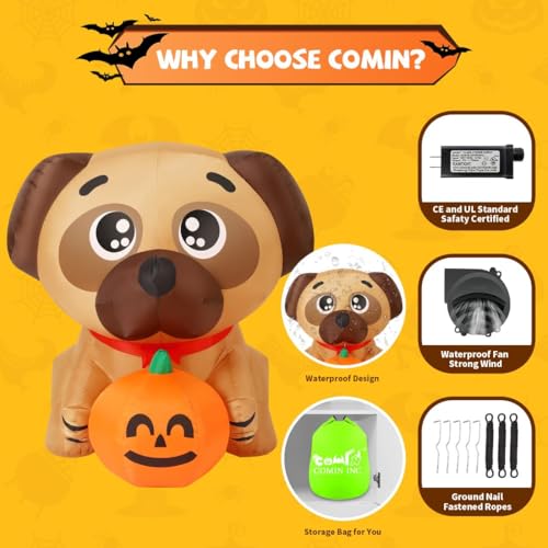 5ft Halloween Inflatable Dog Decor with Pumpkin & LED Lights