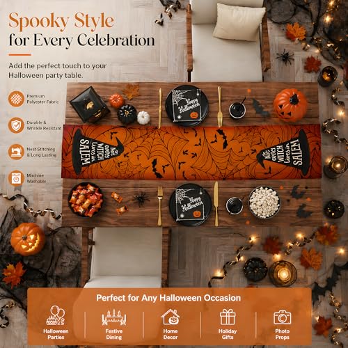 Halloween Witch Table Runner - Not Every Witch Lives in Salem - 73x13.8 Inches