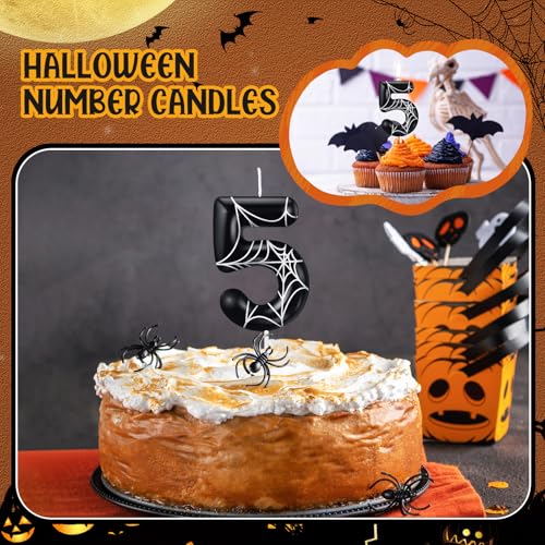 Halloween Spider Number Candle - 5 - Cake Topper for Spooky Birthday & Party Decor