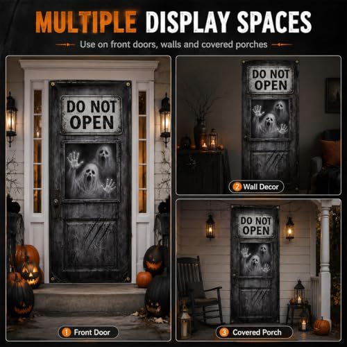Halloween Door Cover - Do Not Open Haunted Ghost Warning Decoration 72x35 in - Variation: DO NOT OPEN