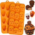 Halloween Skull Chocolate Mold 24-Cavity BPA-Free Silicone - Orange Variation