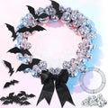 12-Inch Halloween DIY Disco Ball Wreath with Bats & Ribbons for Front Door