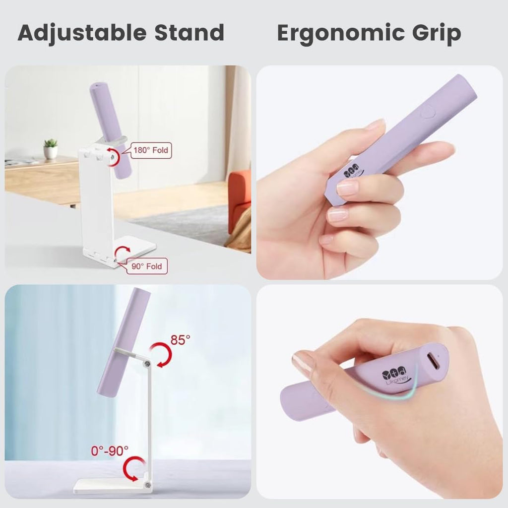 YTD Likomey Handheld UV LED Lamp for Gel Polish,Purple Quick Dry Mini Nail Light with Folding Bracket, Portable Cordless Rechargeable for Fast Curing UV Nail Glue Builder Extension Gel