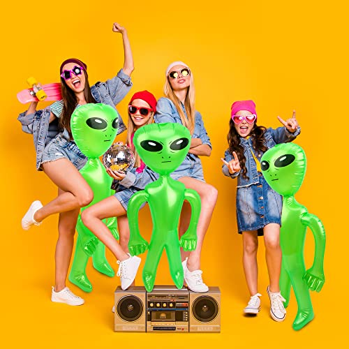 Green Inflatable Alien Figures Set - 15 Jumbo Party Decorations for Space & Halloween Themes