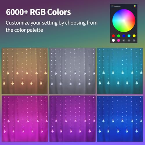 Color Changing USB Curtain Lights - RGB LED Fairy String with Remote App Control