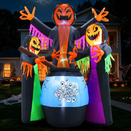 8FT Halloween Inflatable Witch Scene with Cauldron and Lights - Variation of This Listing
