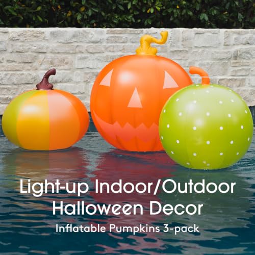 FUNBOY Giant Light-Up Inflatable Halloween Pumpkins - Orange 3-Pack Outdoor Decor