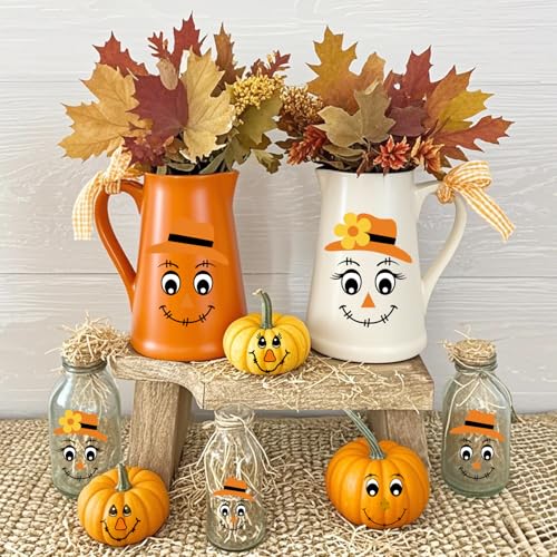 Fall Scarecrow Face Stickers Vinyl Decals for Crafts and Decorations - 24 Pieces