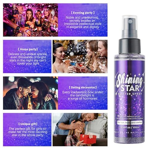 Purple Body Glitter Spray - Sparkling Hair & Body Shimmer for Mardi Gras & Festivals