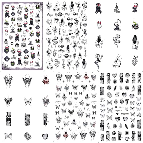 3D Halloween Nail Stickers - Self-Adhesive Ghost Face Decals, 8 Sheets - Variation of THIS listing