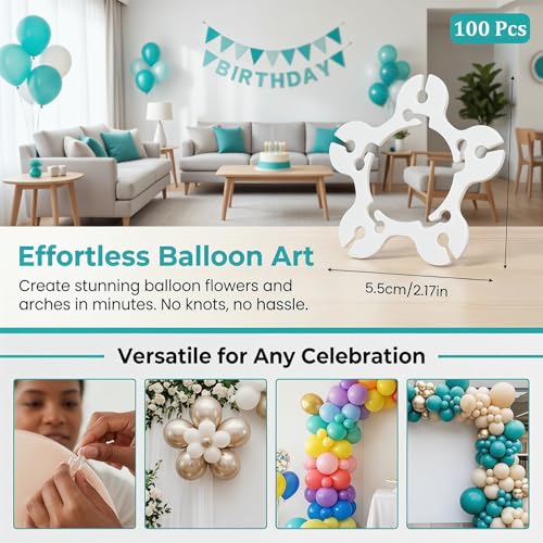 Reusable Balloon Clips for Wedding & Party Decorations - 100 Pack