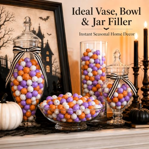 Halloween Foam Eggs Set - Mini Orange White Purple Decor, 200 Pcs