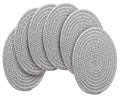 Gray Woven Cotton Placemat Set - Round 13.8 Inch Table Runners, 6 Pack