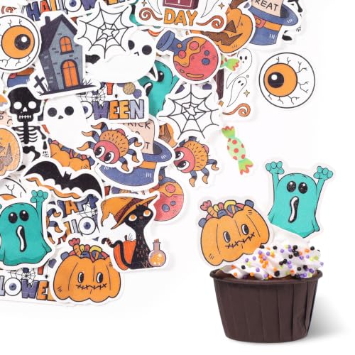 Edible Halloween Cake Decorations 66 Pcs Wafer Paper Cupcake Toppers