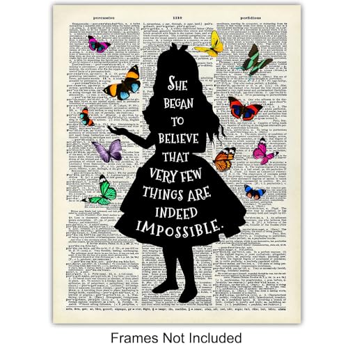 Kids Dictionary Wall Art Set - Alice in Wonderland 11x14 Unframed Prints - Girl Room Decor