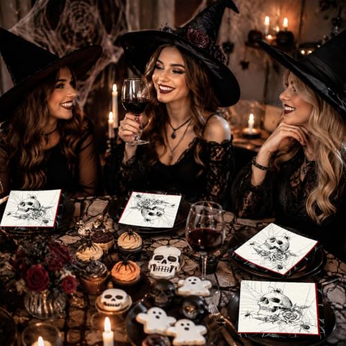 Black Gothic Halloween Paper Napkins 6.5 Inch - 100 pcs Halloween Party Supplies