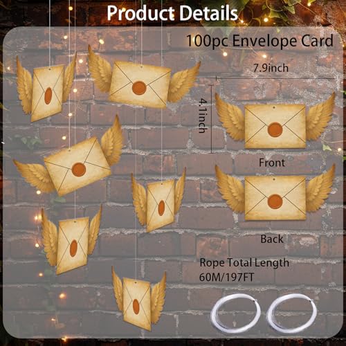 100Pc Floating Envelope Style Postcards with Nylon String - Magical Party Decor