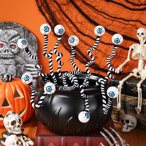 Halloween Eyeball Picks 10 Pcs - 15 Inch Faux Floral Branches for Horror Decorations