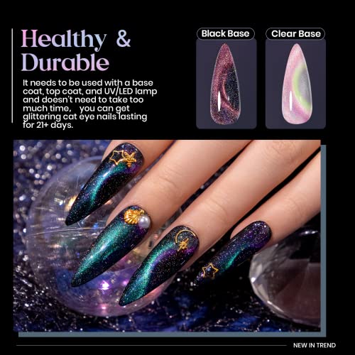 Reflective Magnetic Cat Eye Gel Nail Polish Set with 2 Magnet Sticks - 9D Chameleon Effect
