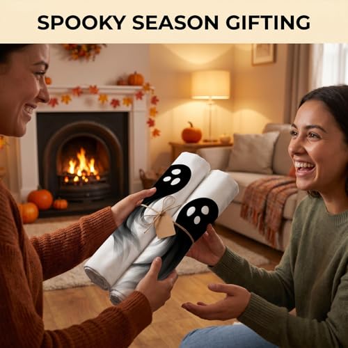 Halloween Ghost Fabric Window Decorations - 3 Pieces Large Static Cling Set for Haunted House & Party
