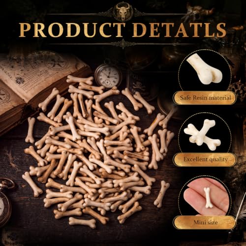 Halloween Mini Resin Skeleton Bones Figurines Set - 100 Pieces for Crafts & Decorations (Variation: Skeleton Bones)