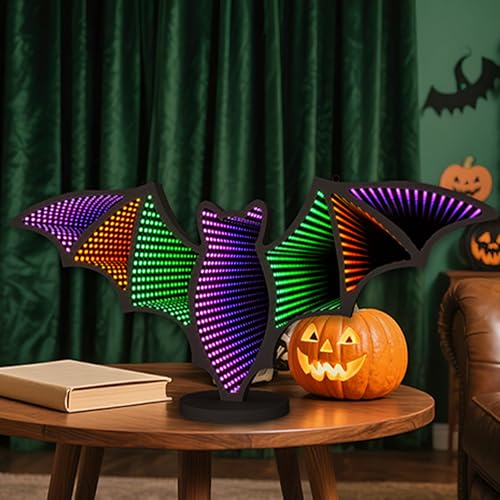 Halloween Bat Neon Sign - Purple & Green 3D Effect Indoor LED Wall Light