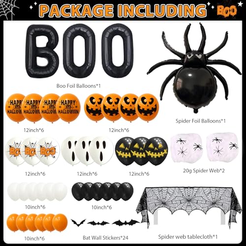 Halloween Birthday Party Decorations Set with Banner Balloons & Webs