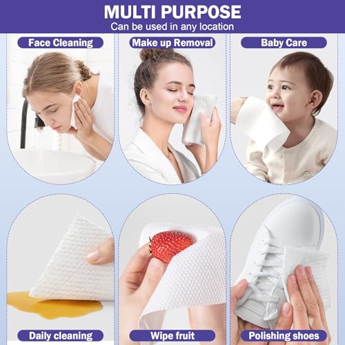 Disposable Face Towels 50 Count - Soft Cotton Makeup Remover Wipes for Skin & Cleansing