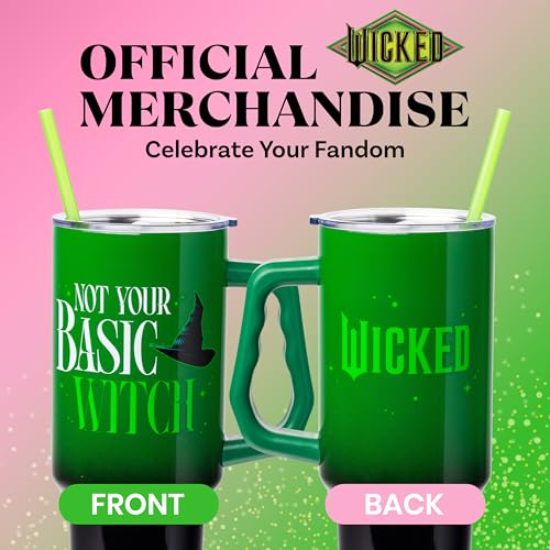 40oz Stainless Steel Tumbler with Handle - Wicked Elphaba Not Your Basic Witch Variation