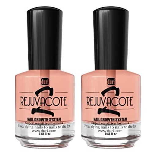 Duri Rejuvacote 2 Nail Growth Base and Top Coat, Balanced Repair - Nail Hardener for peeling, thin, or fragile nails (Pack of 2)
