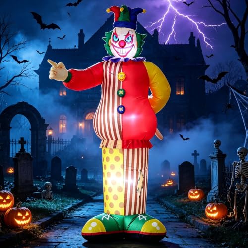 Halloween Inflatable Scary Clown with LED Lights - 6FT Outdoor Yard Decor - Variation of Clown