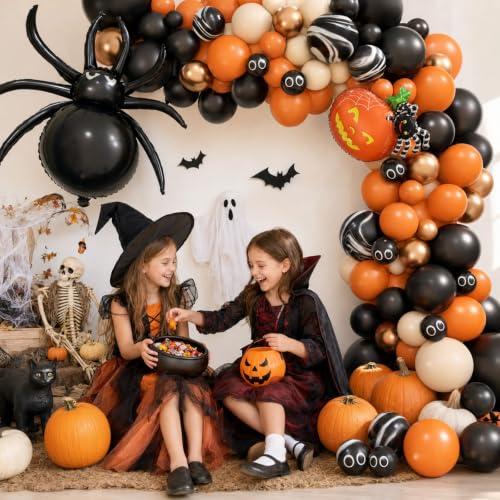 Halloween Balloon Arch Kit - Orange, Black, White & Beige Variations for Party Decorations