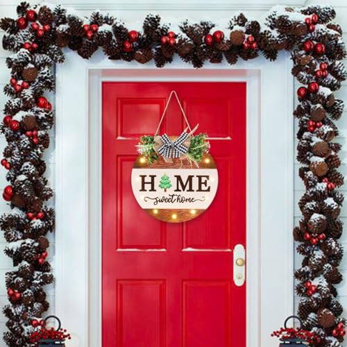 Interchangeable Welcome Sign for Front Door - Middle White with 14 Changeable Icons & 12 LED Lights