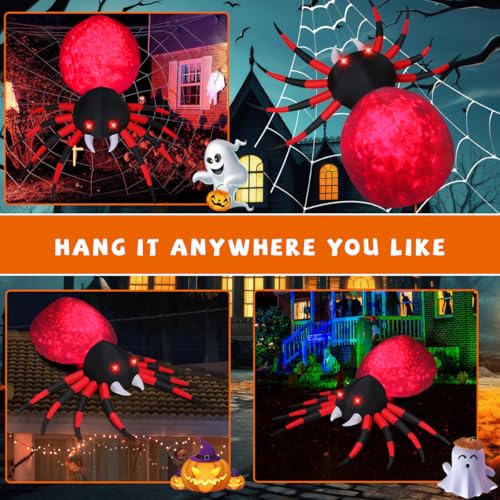 8 Ft Halloween Inflatable Spider with LED Lights Outdoor Yard Decor