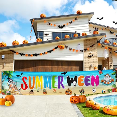 Summerween Party Banner Outdoor Halloween Decor 9.8x2ft for Garden Pool Beach