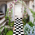 2 Pack Wonderland Checkered Party Runners with Tape - Black White Decor