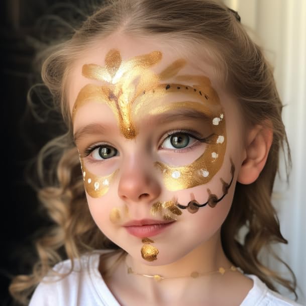 Gold Face & Body Paint Kit - Metallic Oil-Based Makeup for Halloween & Cosplay - 2.1 Fl.oz