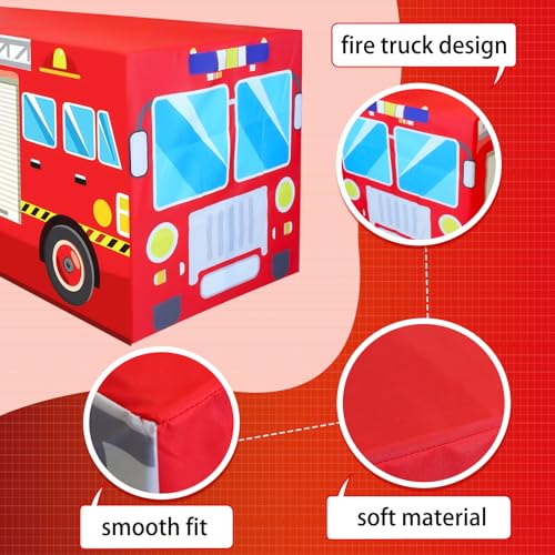 Red Fire Truck Birthday Party Tablecloth - 72x30 Inches for Kids & Firefighter Themes