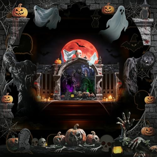 Halloween Pop Up Greeting Card with Lights and Creepy Sounds - Haunted Castle Design