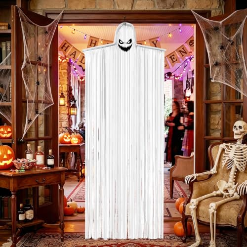 Halloween Ghost Hanging Decorations - DIY Interchangeable Horror Faces, Indoor & Outdoor, 78.7 Inches
