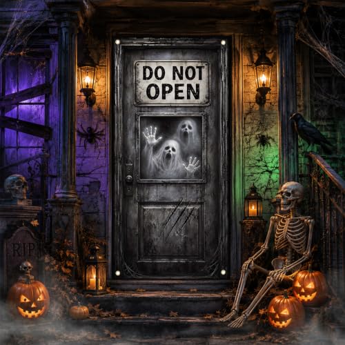 Halloween Door Cover - Do Not Open Haunted Ghost Warning Decoration 72x35 in - Variation: DO NOT OPEN