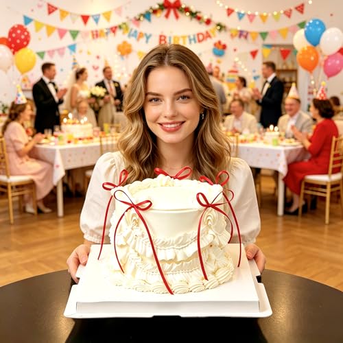 BAISUYANG 20 Pcs Long Slender Bow Cake Toppers - Red Wedding & Party Decor