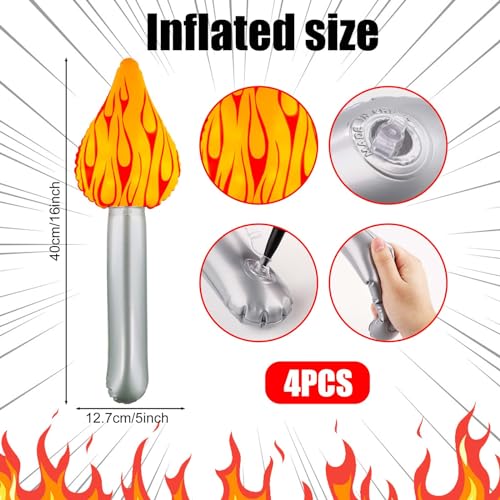 Inflatable Torch Party Decorations - 4-Pack Halloween Medieval Sports Event Prop