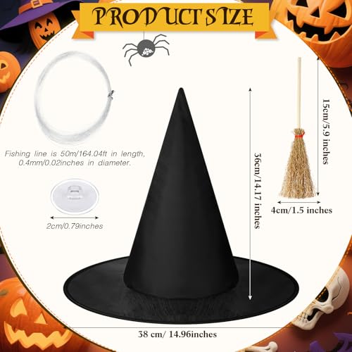 Halloween Hanging Decor Set with Witch Hats Brooms Skeleton Hands - 32 Pieces
