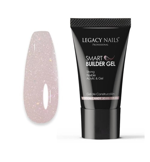 LEGACY NAILS SMART BUILDER GEL 1oz - Odor-Less, Full-Color Coverage, Advanced Viscosity Formula, Perfect for Sculpting Nail Extensions (Coton Candy)