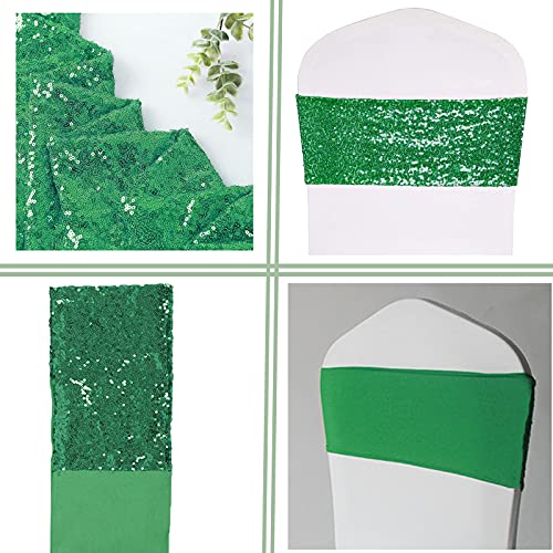 Green Stretch Sequin Chair Sashes Pack of 50 for Weddings & Events