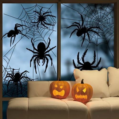 Large Halloween Spider Web Window Cling - 35x14 Inches, 2 Sheets, Style 3