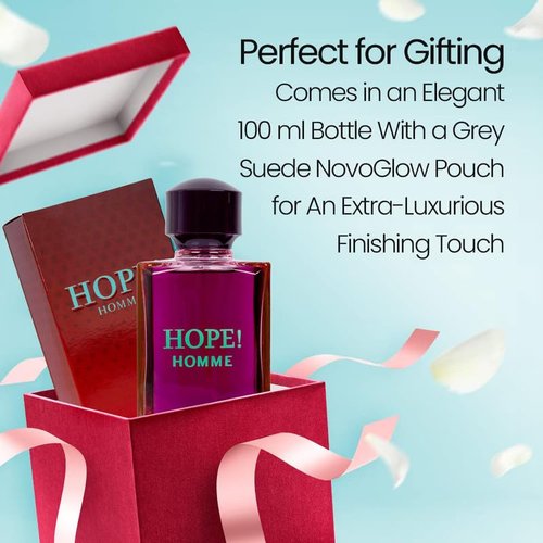 NovoGlow Hope Homme Eau De Parfum Spray for Men - 100ml | Spicy Floral Intense Fragrance, All-Day Warm Scent